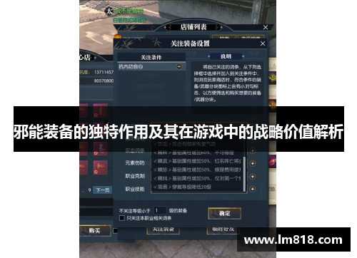 邪能装备的独特作用及其在游戏中的战略价值解析